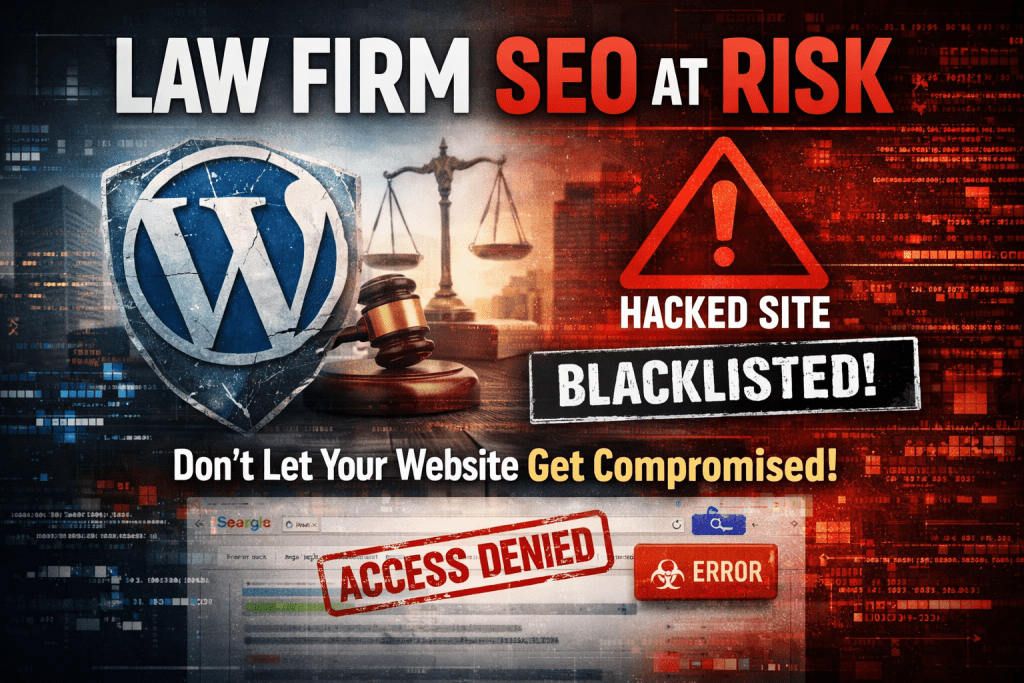 Law firm WordPress website hacked and blacklisted warning showing SEO risk from poor website maintenance